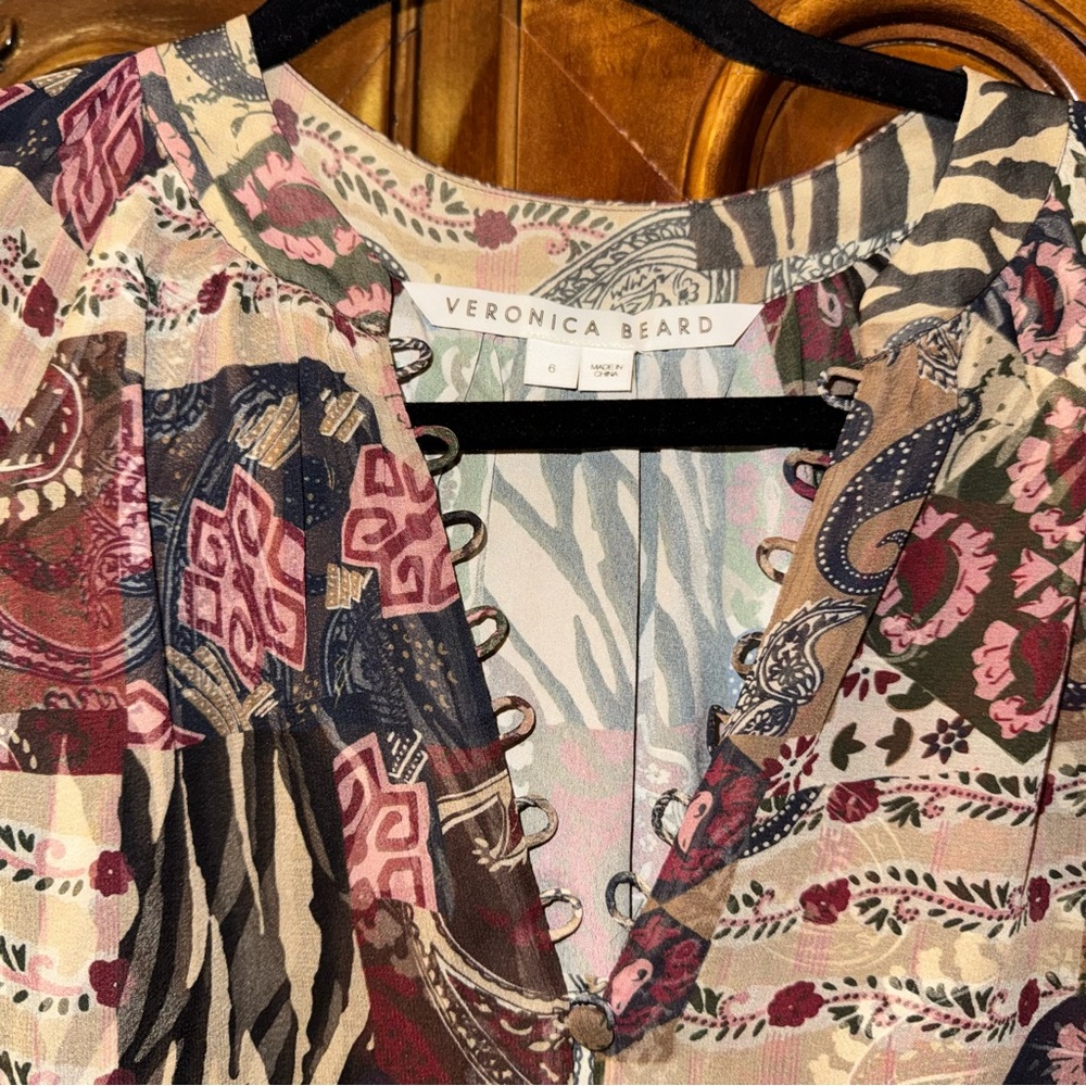 Veronica Beard Multicolor Patchwork Patterned Blo… - image 4